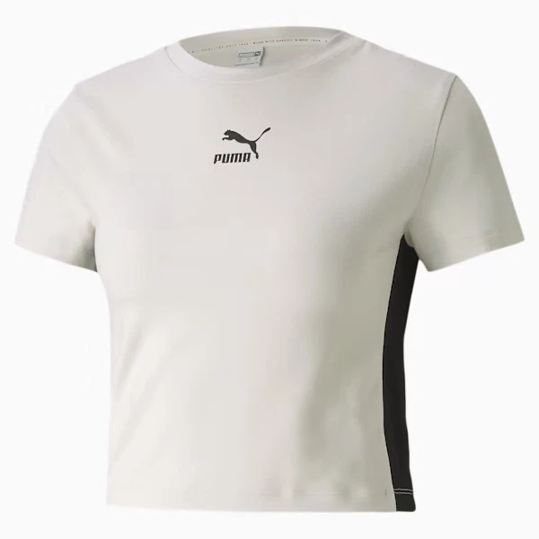 PUMA Classics Cropped Short Sleeve Vaporous Grey Tee T-Shirt BNWT