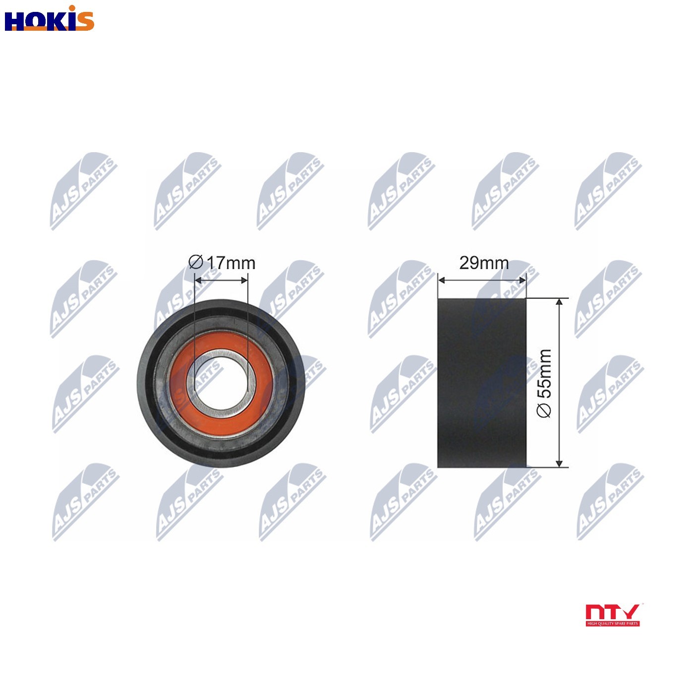 NTY Tensioner Pulley V-Belt RNK-BM-038 For BMW 55mm Outer 17mm Inner - Image 9