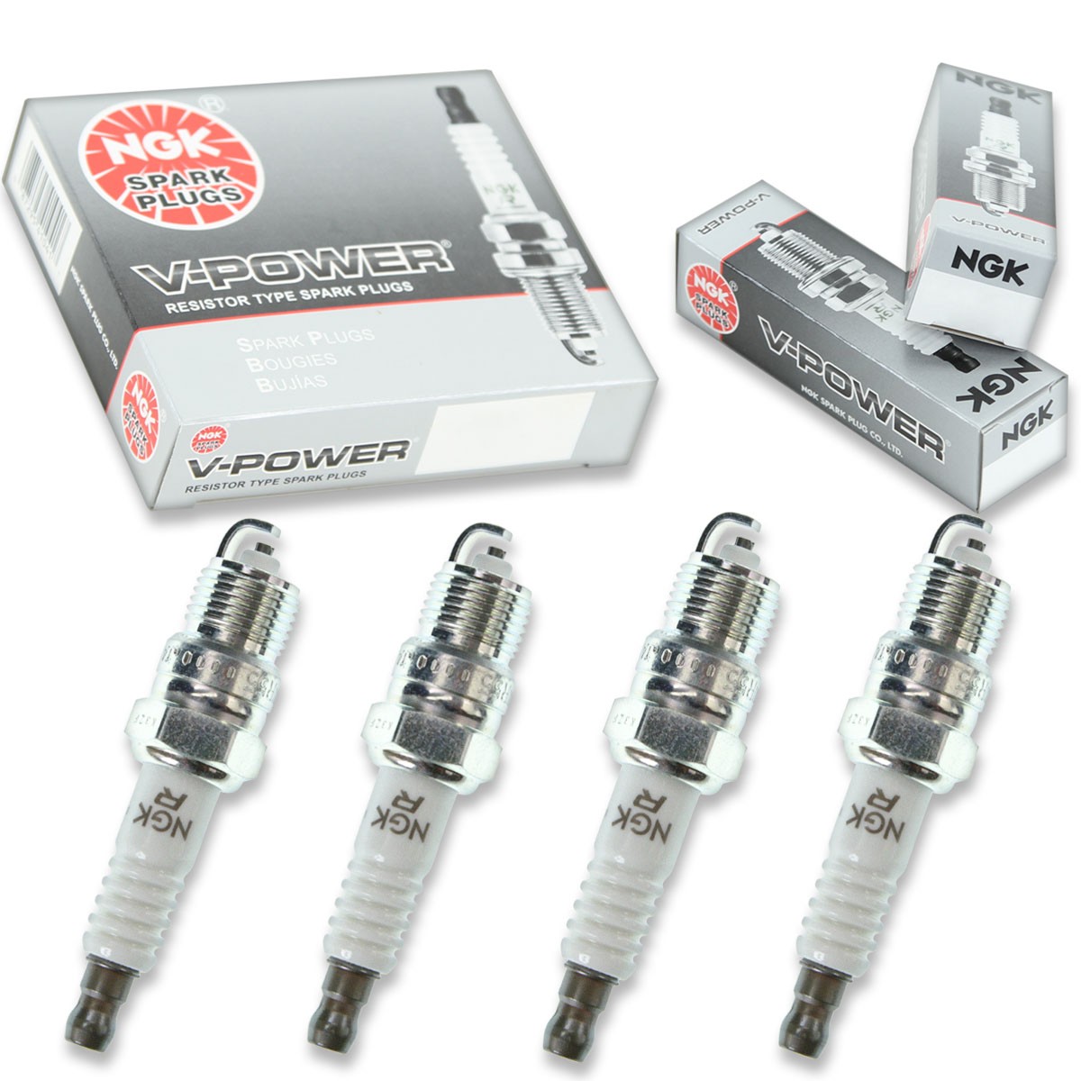 4 pcs NGK V-Power Spark Plugs for 1985-1990 GMC S15 2.5L L4 - Engine Kit Set ir