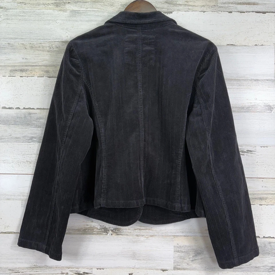 Chaqueta Blazer SONOMA Life Style Negra Pana Para Mujer XL Botón Bolsillos Frontales Foto 2 de 4