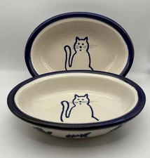 Set of 2 Boots & Barkley Target Oval Cat Bowls Dishes Stoneware 2011
