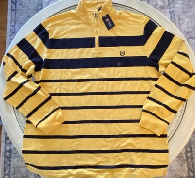 NWT Chaps Mens Long Sleeve Shirt Yellow/Blue Stripes SIZE XL