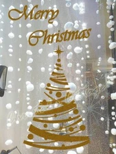 STr6 Polka Dot Christmas Tree Star Sticker Shop Window Wall Art Decoration Decal