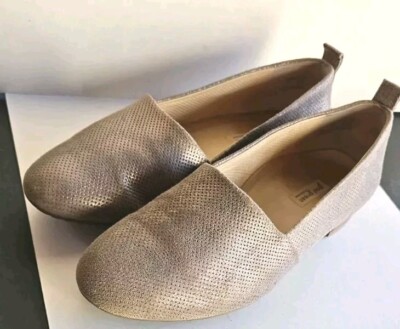 Paul Green Perry Metallic Smoke Leather Flat Loafers Size 6 US In Very Good Cond