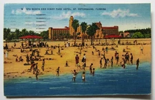 Florida St. Petersburg Vinoy Park Hotel SPA Beach Postcard 1954 