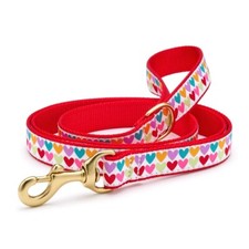 Up Country Dog Leash with D-ring, Made In USA, Pop Hearts, 5 Foot Lead