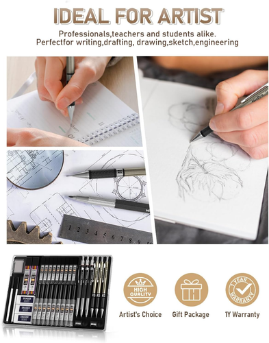 Nicpro 35PCS Art Mechanical Pencil Set, 3 PCS Metal Drafting Pencil 0.5 mm & 0.7 - Picture 7 of 7