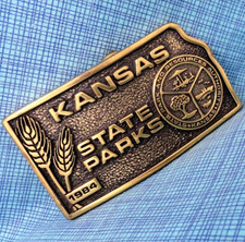 Kansas State Parks Belt Buckle Solid Brass 1984 88 of 1000 Vintage USA .MMR717