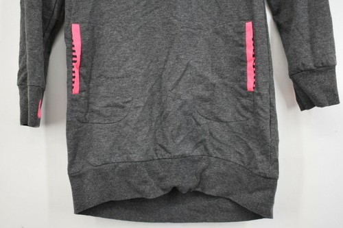 Nike Girl Junior Pink Gray Stripe Long Sleeve Ribbed Pullover Hooded Sweater L - Picture 4 of 12