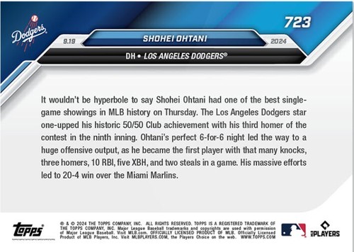 Shohei Ohtani 2024 Topps Ahora 723 GRAN JUEGO JONRÓN DÍA 3 10 RBI Preventa - Imagen 2 de 2