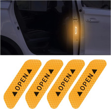 4PCS Reflective Open Prompt Stickers for Car Door, 3.6 Inch Auto Safety Warning