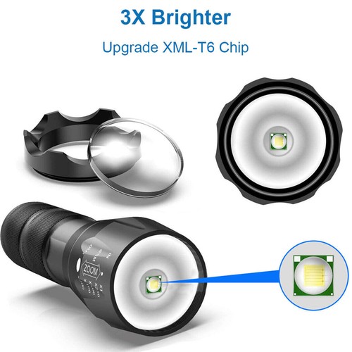 2 Stück Taschenlampe LED Super Hell Taktisches Wasserfest Profi Fackel NEU - Bild 18 von 23