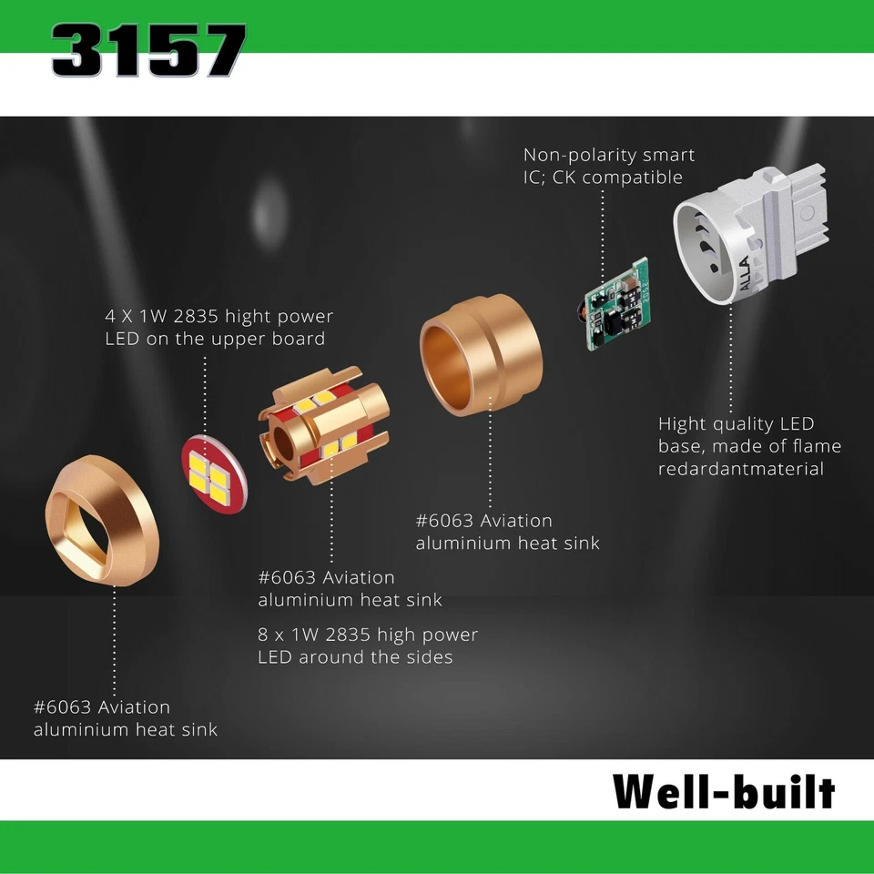 Lámpara de luz inversa LED/3ª/luz de freno/bombillas de señal de giro para 00-05 Buick Lesabre Foto 4 de 4