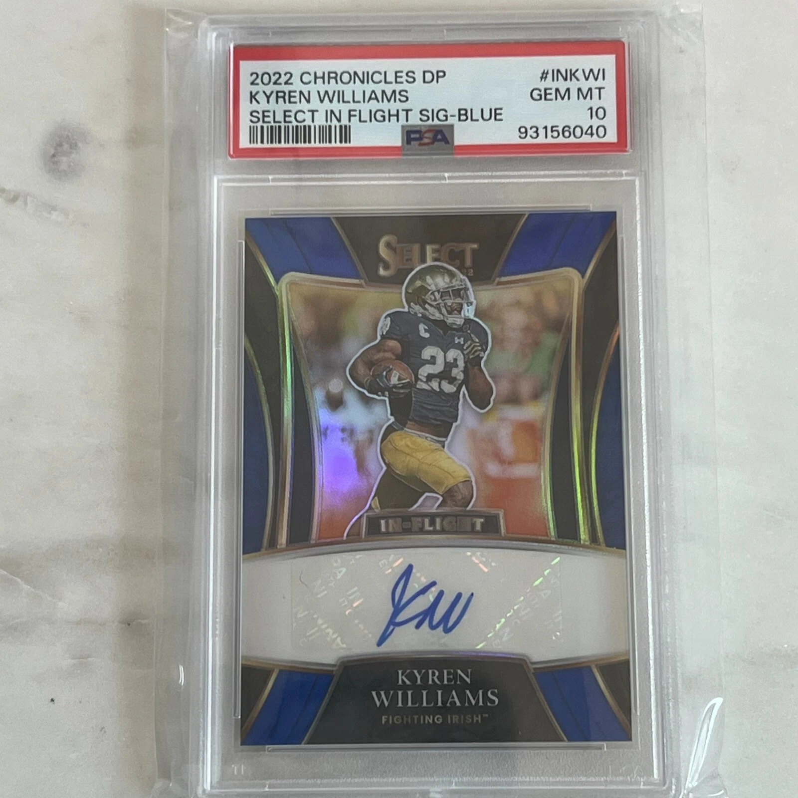 Kyren Williams Panini Chronicles Draft Picks Select in Flight Signatures #INKWI Blue