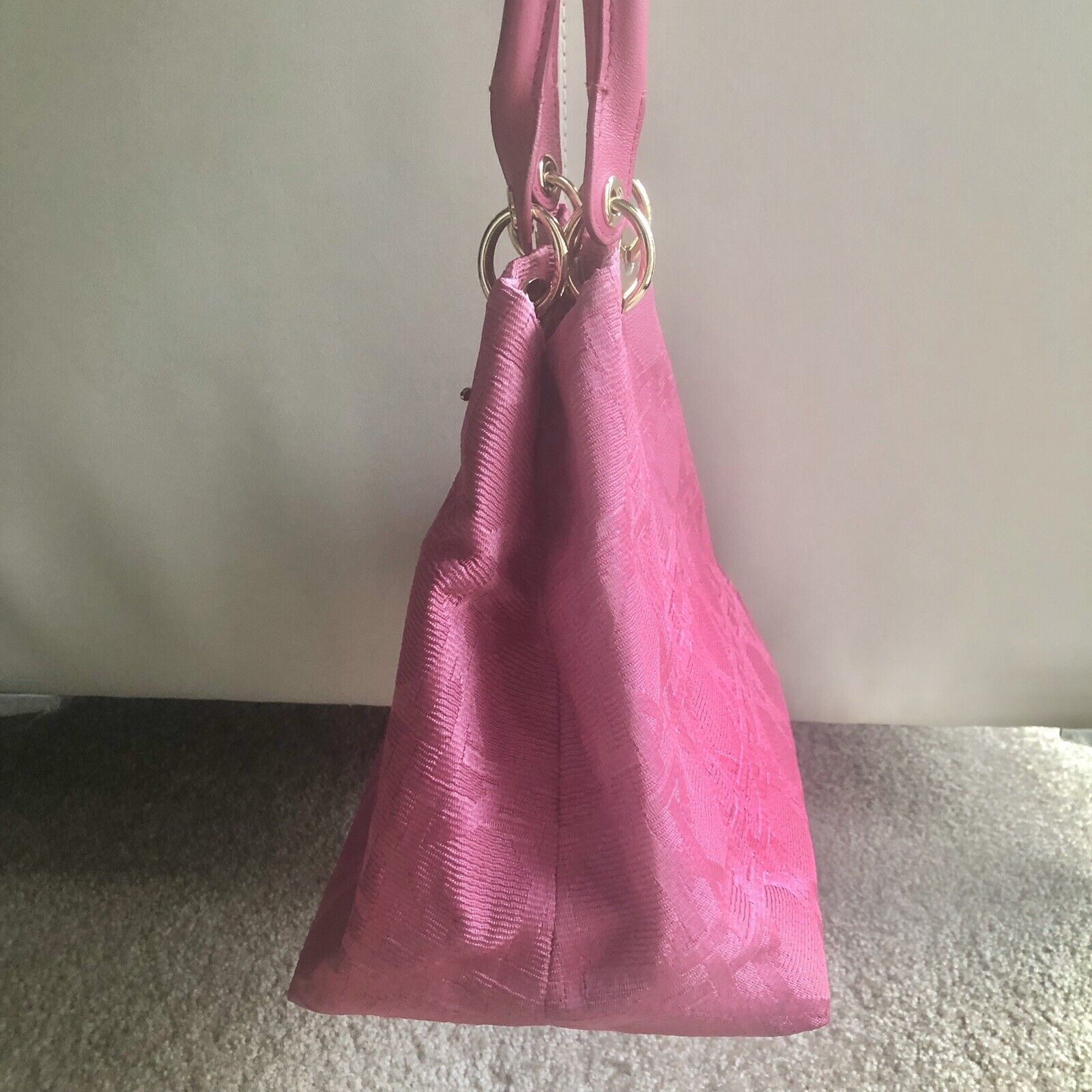 Dior Pink Fabric Bag With Leather Handle - image 4