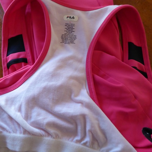FILA Caliente Rosa Sujetador Estante Espalda Corredora Atleta Correr Yoga Caminar Gimnasio Camiseta sin Mangas L - Imagen 11 de 12
