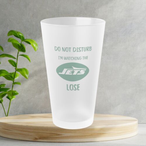 New York Jets - Nicht stören Ich beobachte die Jets verlieren mattiertes Pint Glas 16oz - Bild 2 von 3