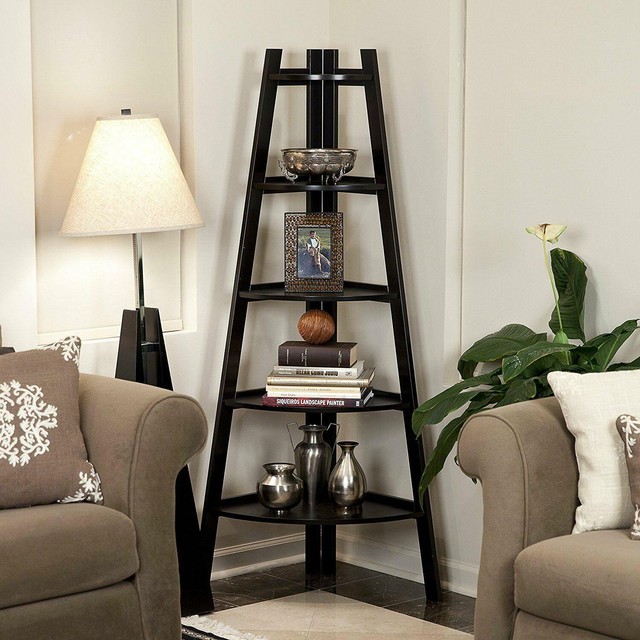 Corner Shelf 5 Tier Shelves Stand Storage Display Book Rack Organizer Decor Home