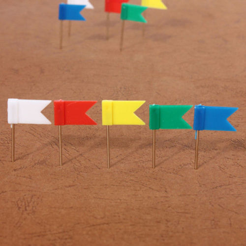 100PCS Flag Marker Shape Map Pins Cork Notice Board Push Assorted Office&Home F - Picture 4 of 9