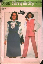 8158 Vintage Simplicity Sewing Pattern Misses Jiffy Top Stitched Top Pants Skirt