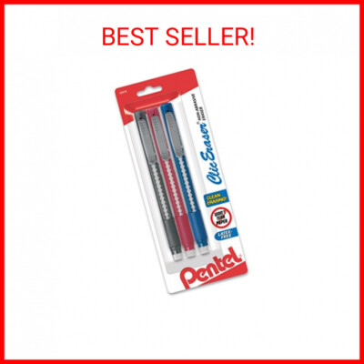 Pentel Clic Retractable Eraser with Grip, 3 Pack