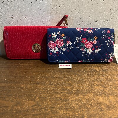 2-Piece Set Womens Zipper Wallet Pink Floral