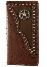 Star Mens Wallet Western Bifold Check Book Style W011-1 Brown