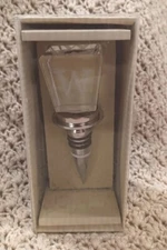 Cypress Home Wine Stopper Silver Crystal Etched Monogram "W" New