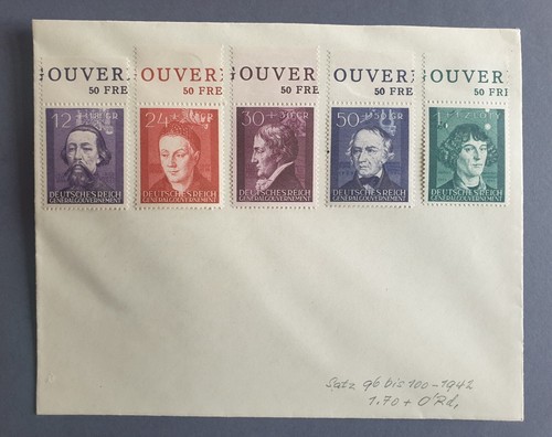 5 Briefmarken Generalgouvernement Satz Mi.Nr. 96 - 100 - 1942 - Postfrisch Rand