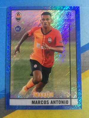 2020-21 Topps Merlin Chrome Soccer MARCOS ANTONIO Blue Shimmer Refractor #/75