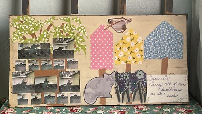 Art deco wall Art- Squirrels Carry All Of Our Birdhouses On Their Backs 23x12