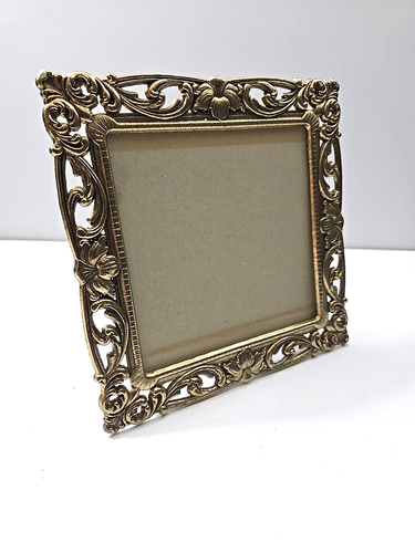 Vintage Ornate Gold Brass Floral Filligree Photo Frame 5"x5" Square - Picture 2 of 9