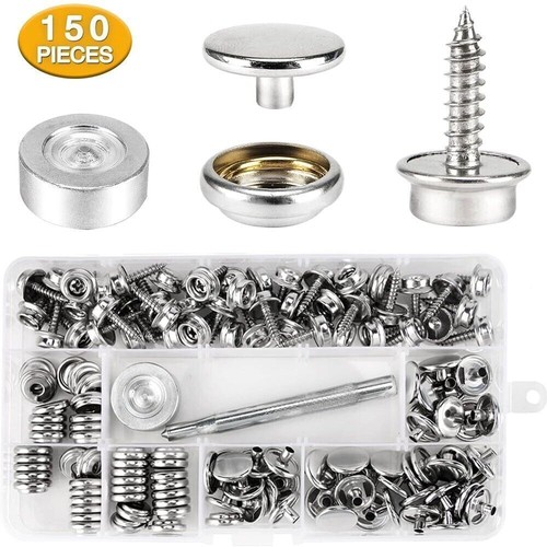 150x Stainless Steel Snap Fastener Kit Screw Press Stud Cover Button Boat Canvas - Picture 2 of 11