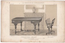 1880s BUREAU POUR HOMMES LITHO PRINT A.Sanguineti Architect A.Levy Editeur/11x7"