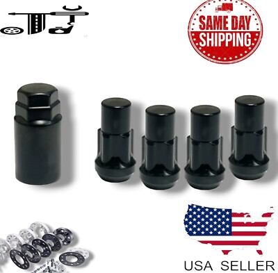 4Pc Black 14x2 Anti-Theft Wheel Lock Close End Lug Ford Excursion F250 F350(DRW)