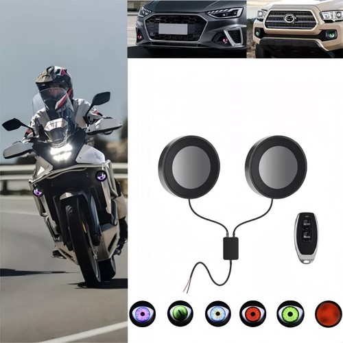 2x LED Dynamic Devil Eyes Lights 12V Car Remote Control Headlight Retrofit Kit - Picture 4 of 14