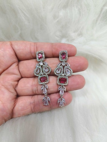 Bollywood Kostüm Hochzeit Party AD CZ NEU indischer Schmuck ausgefallene Halskette Set - Bild 4 von 33