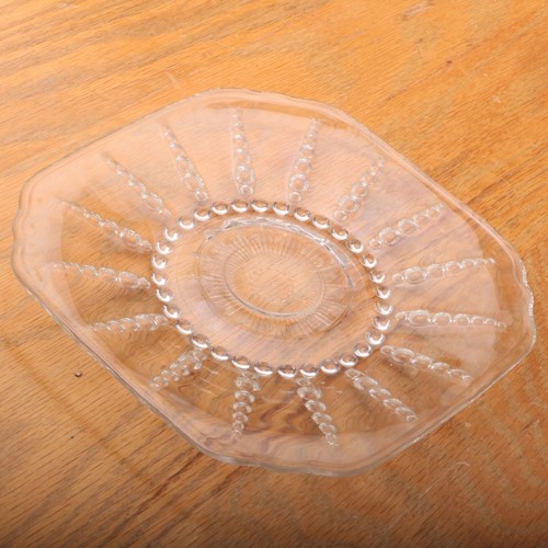 Vintage Glass Square Plate Radial Dot Pattern - Picture 2 of 5