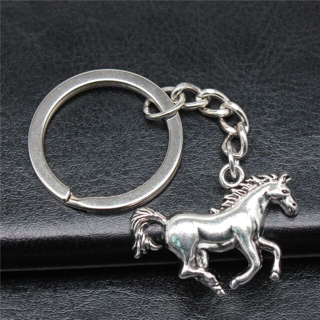 10 sets Tibetan Silver Charms Horse LUCKY KeyChains DIY C15315