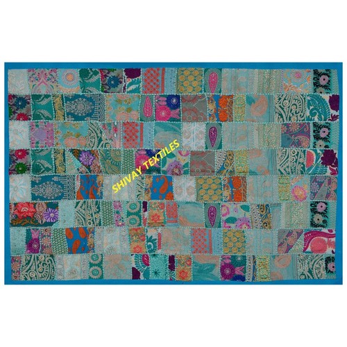 Vintage Wall Hanging Beads Hand Embroidered Patchwork Tapestry Ethnic Home Decor - Picture 3 of 8