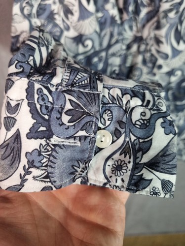 Eton paisley print slim-fit mens twill shirt white blues sz L (16.5") immaculate - Picture 7 of 10