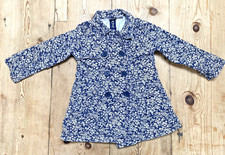 GAP Girls Navy Floral Lightweight Trench Mac Coat Jacket Cotton Age 2 Years VGC