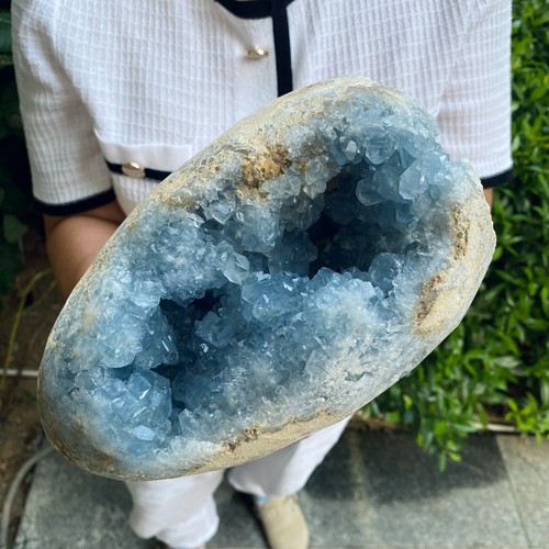 8LB Natural Beautiful Blue Celestite Crystal Geode Cave Mineral Specimen - Picture 3 of 10
