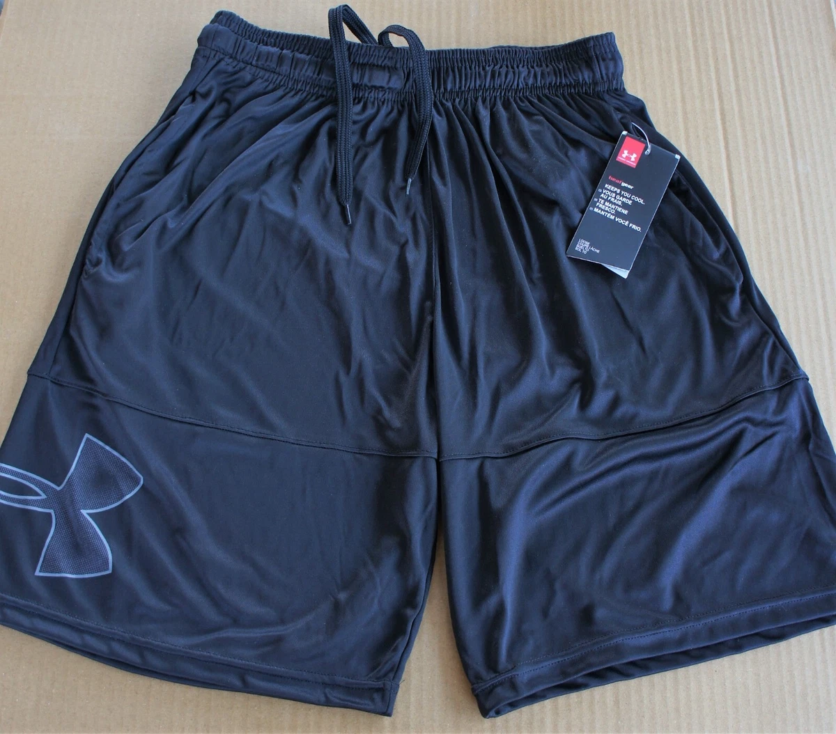 NEW Under Armour Men Gym Loose HeatGear Athletic Graphic Logo Shorts M L XL XXL