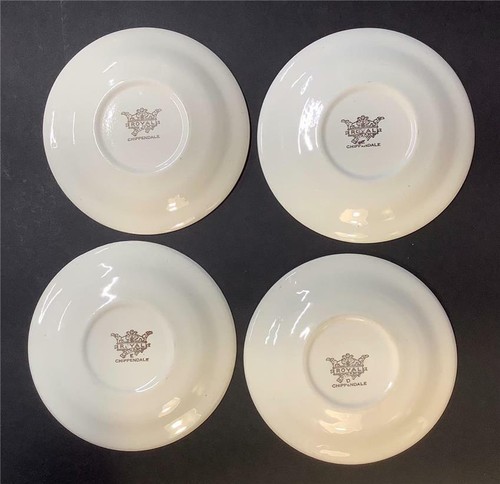 Royal China Chippendale Lot of 4 SAUCERS 6" (for coffee cups) Flowers brown dots - Picture 3 of 4