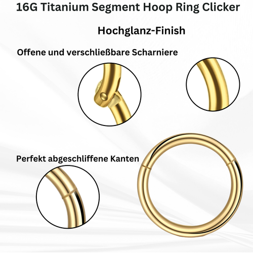 Piercing Clicker Ring Universal Ohr Scharnier Segment Septum Nase Lippe Ohr - Bild 4 von 12