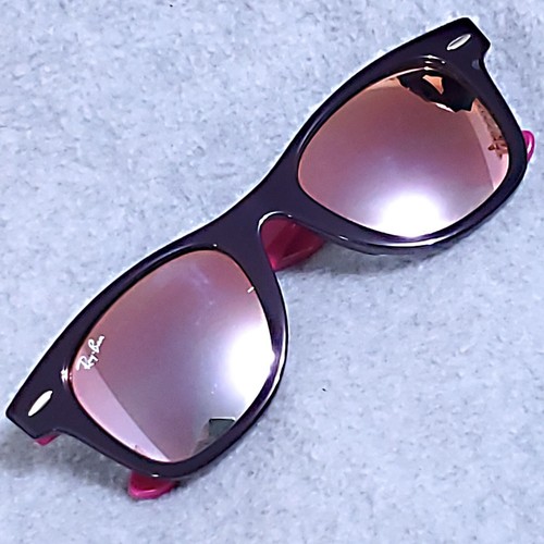 RAY BAN SUNGLASSES YOUTH WAYFARER VIOLET PINK ROSE-MIRRORED GRADIENT RJ9066S - Picture 4 of 11