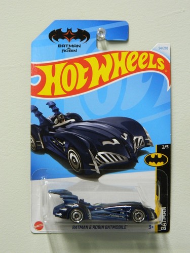 Hot Wheels Batman & Robin Batmobile Blue Diecast Car 1:64 Scale - Picture 1 of 2