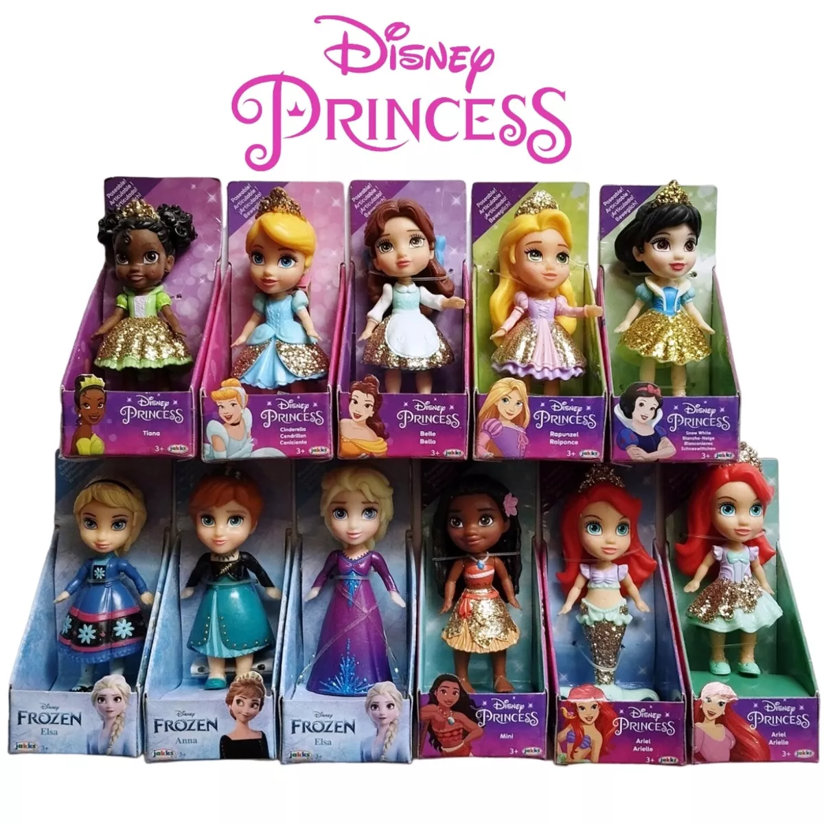 DISNEY PRINCESS MINI TODDLER 3 inch POSABLE DOLL CHOOSE YOUR FAVOURITE  JAKKS TOY