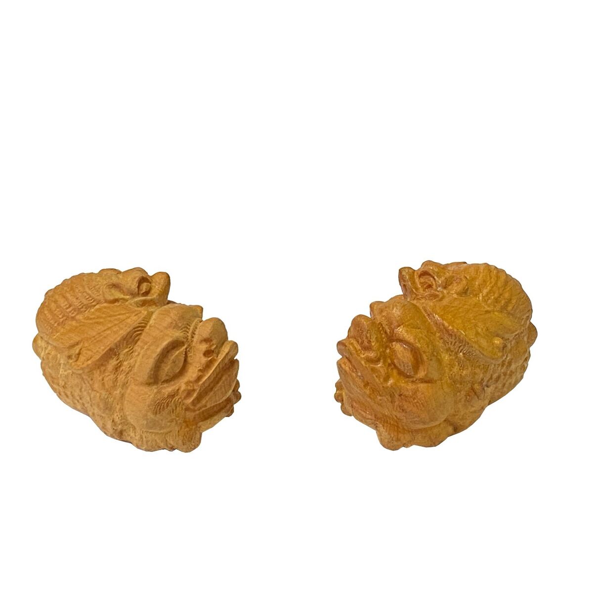 Chinese Pair Wood Carved Mini Mythical Pixiu FengShui Figures ws2383S Chinese Pair Wood Carved Mini Mythical Pixiu FengShui Figures ws2383S